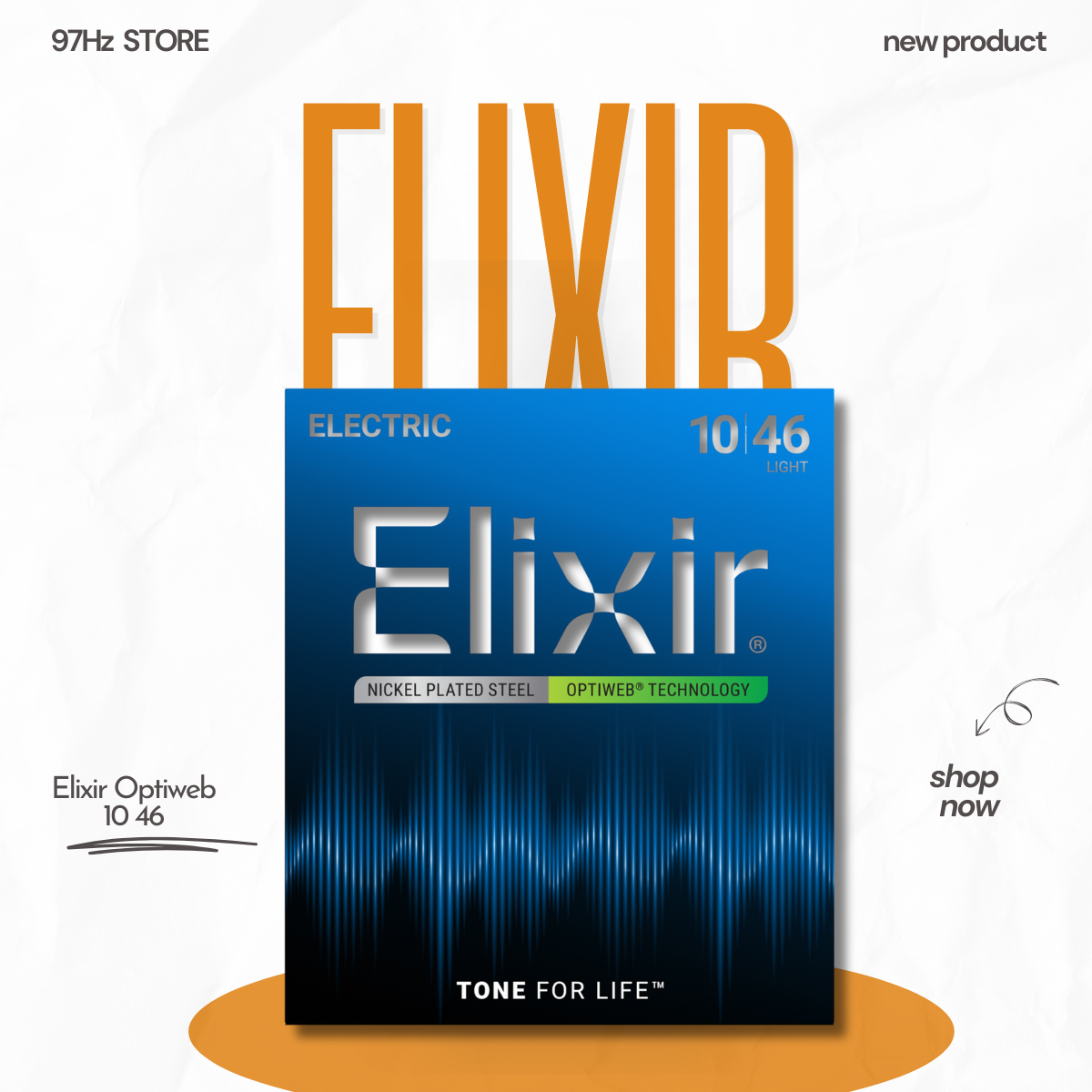 Dây đàn guitar điện Elixir Optiweb Electric Guitar Strings, Light, 10 46