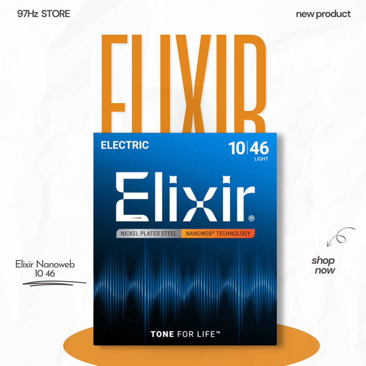 Dây đàn guitar điện Elixir Nanoweb Electric Guitar Strings, Light, 10 46