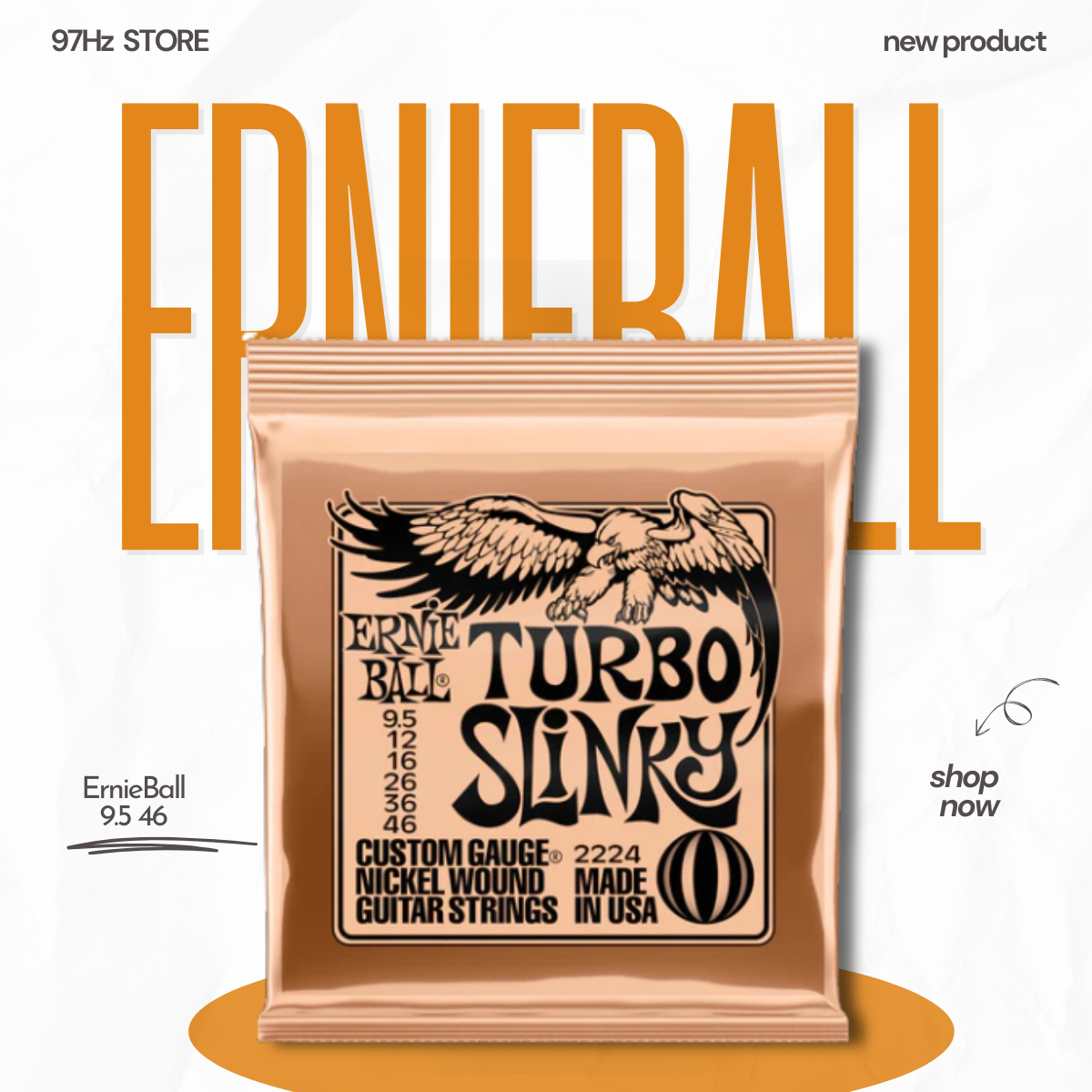 Dây đàn Ernie Ball Turbo Slinky Nickel Wound Electric Guitar Strings 9.5 - 46