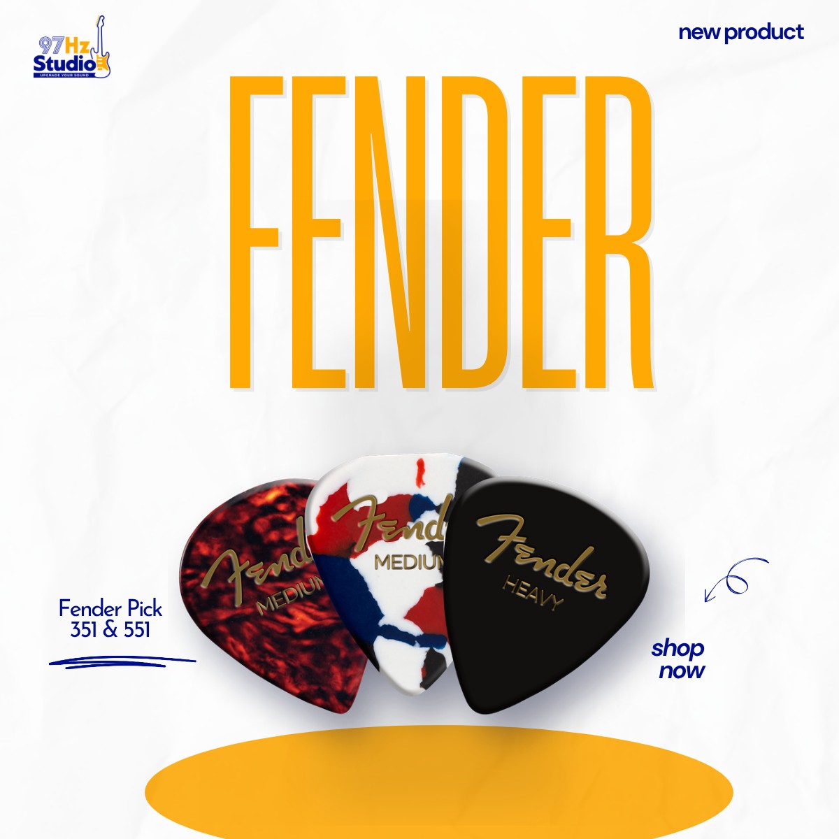 Pick gảy đàn Fender Celluloid 351 & 551 bán lẻ - 97Hz Studio