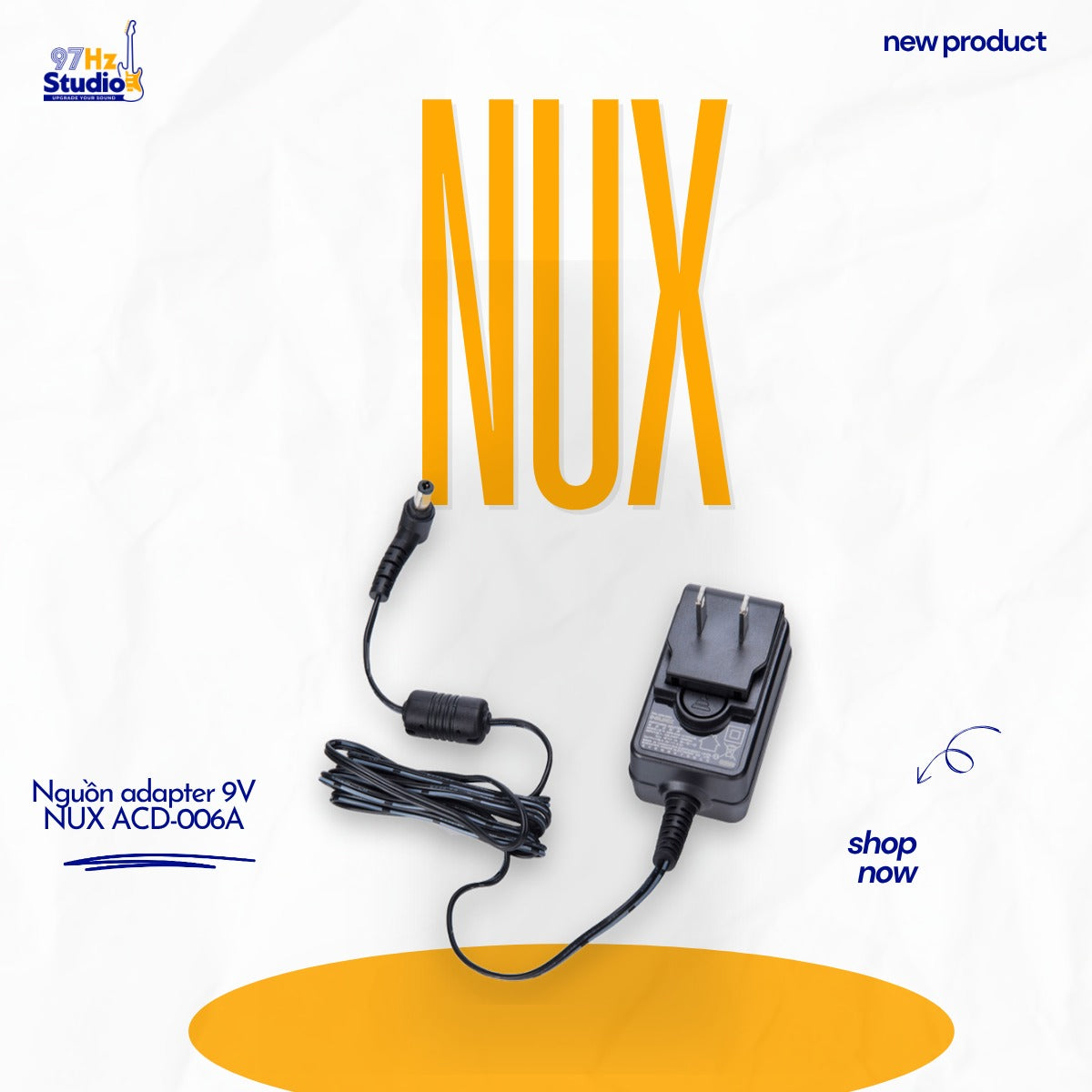 Nguồn adapter NUX ACD-006A 9V 500mA cho pedal guitar