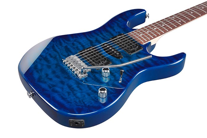 Ibanez GRX70QA Transparent Blue Burst - mặt đàn